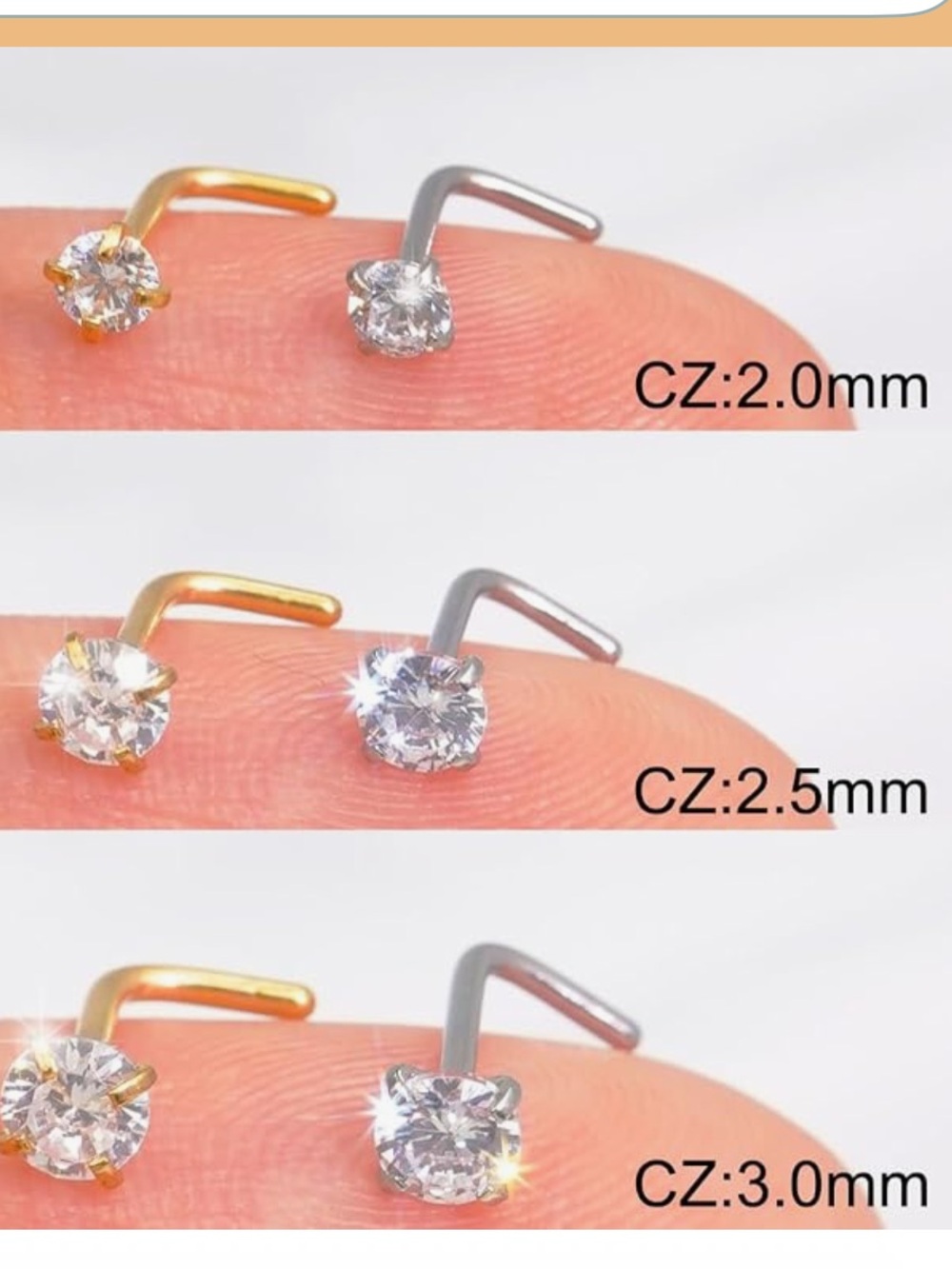 Nose Stud Set,3mm Nose Ring Set, Gold and Silver